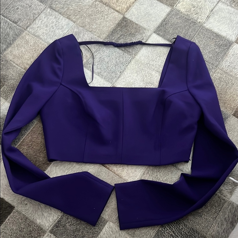 Zara Purple Crop Fitted Cut Out Top